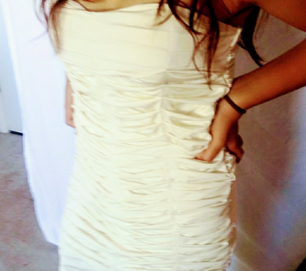 Romantic Satin Ivory Cocktail Mini Dress